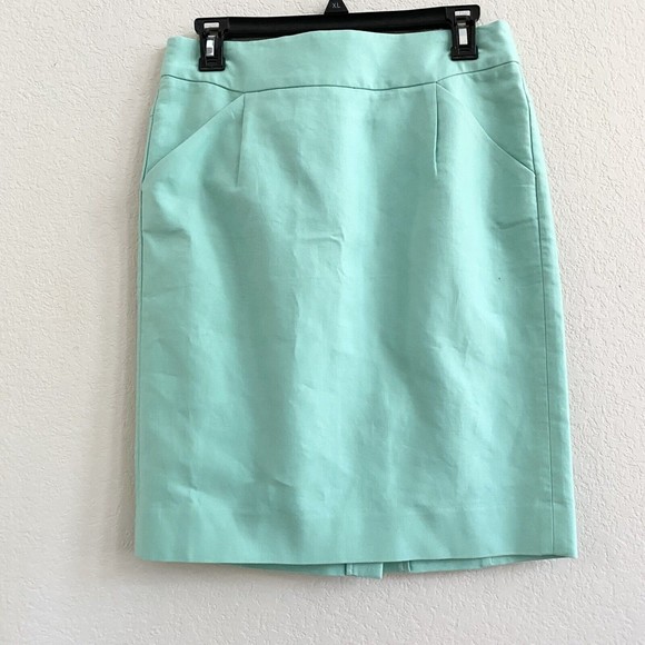 J. Crew The Pencil Skirt Wide Waistband Slit‎ Side Pockets Teal Women's Size 4 - Picture 1 of 9